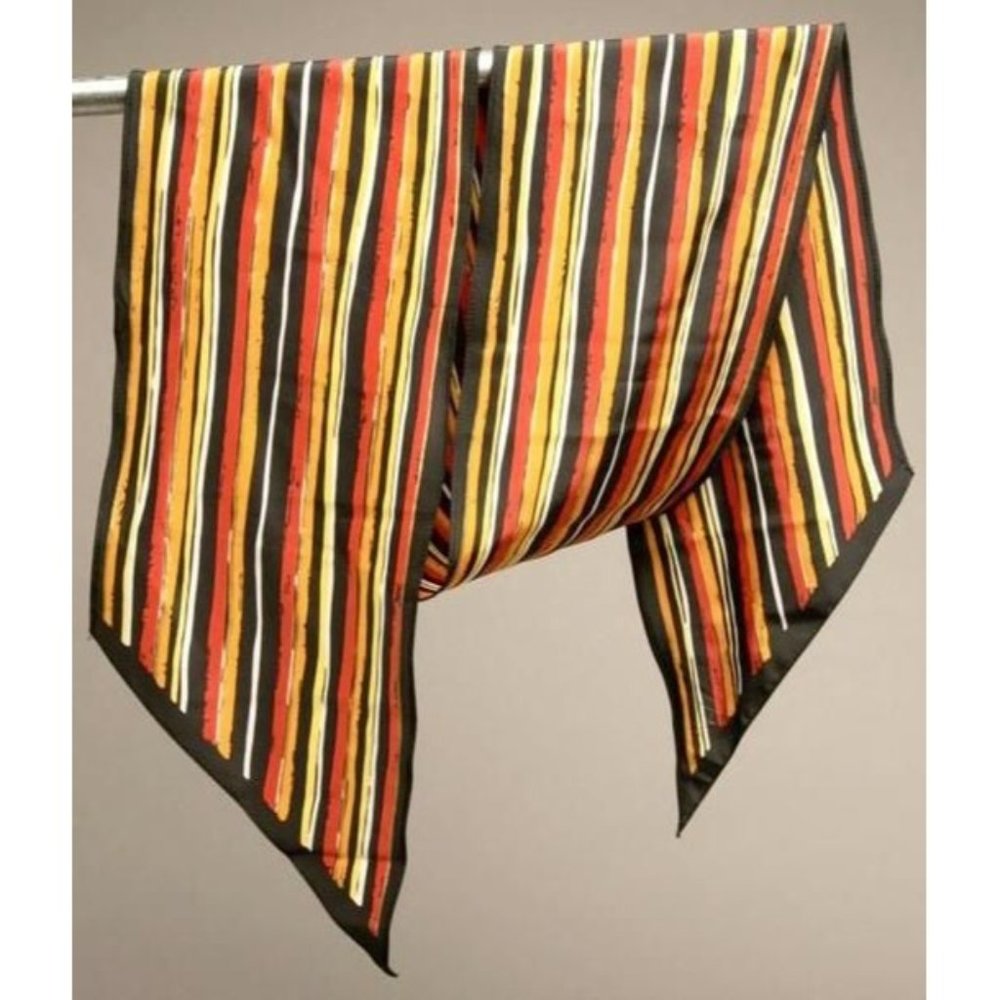 Veresa Vera Vintage Scarf Red Orange Black Stripes made in Japan